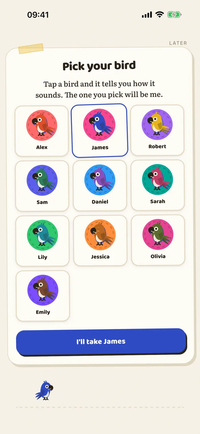 Tap a bird and it tells you how it sounds.